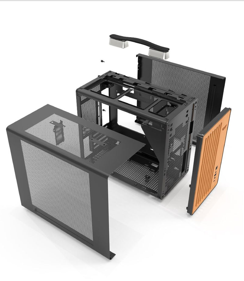 DarkFlash WD200 Wood Edition M-ATX PC Case (Black)