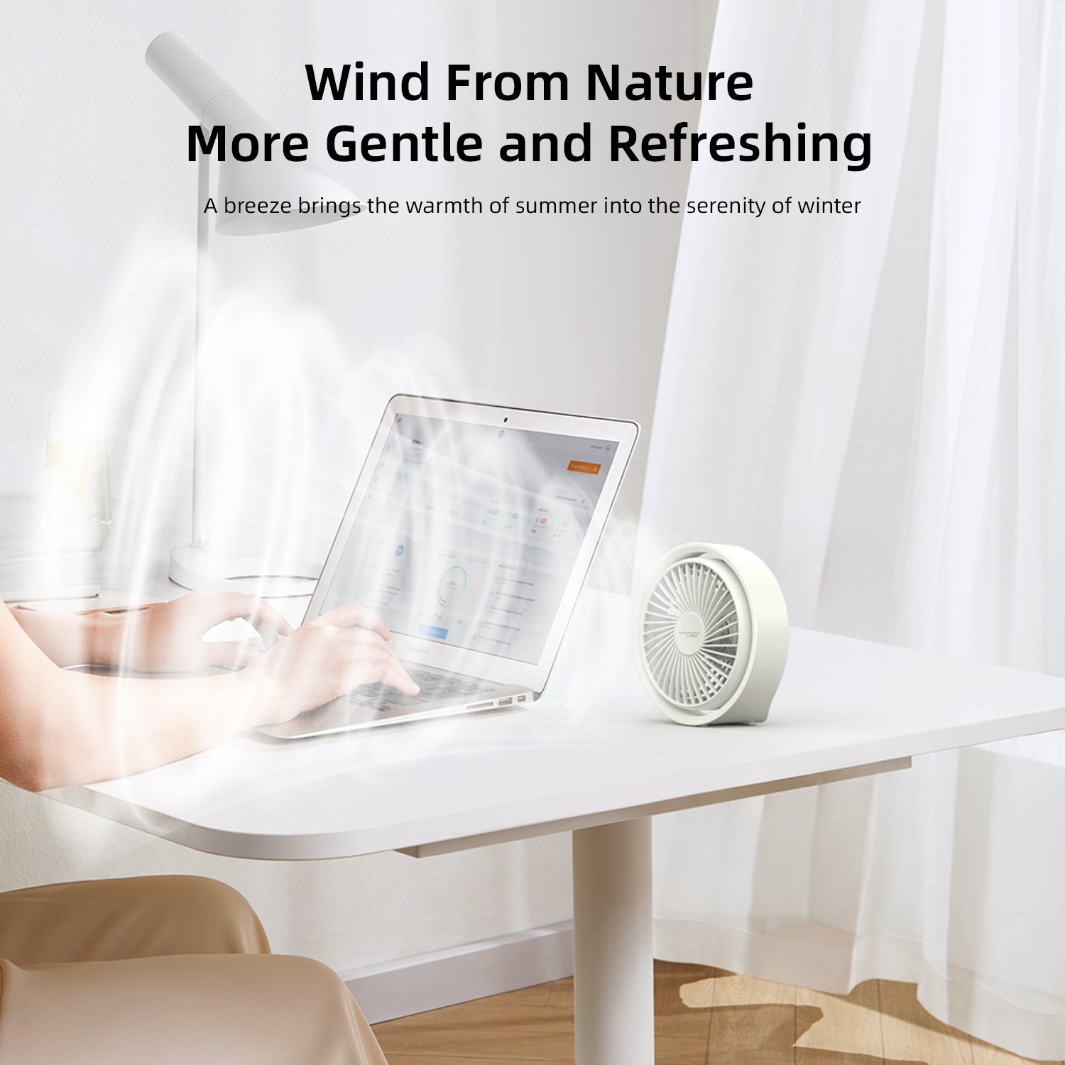 Vyvylabs D04 Mini Portable Desktop Fan with Led Light (White, Pink)