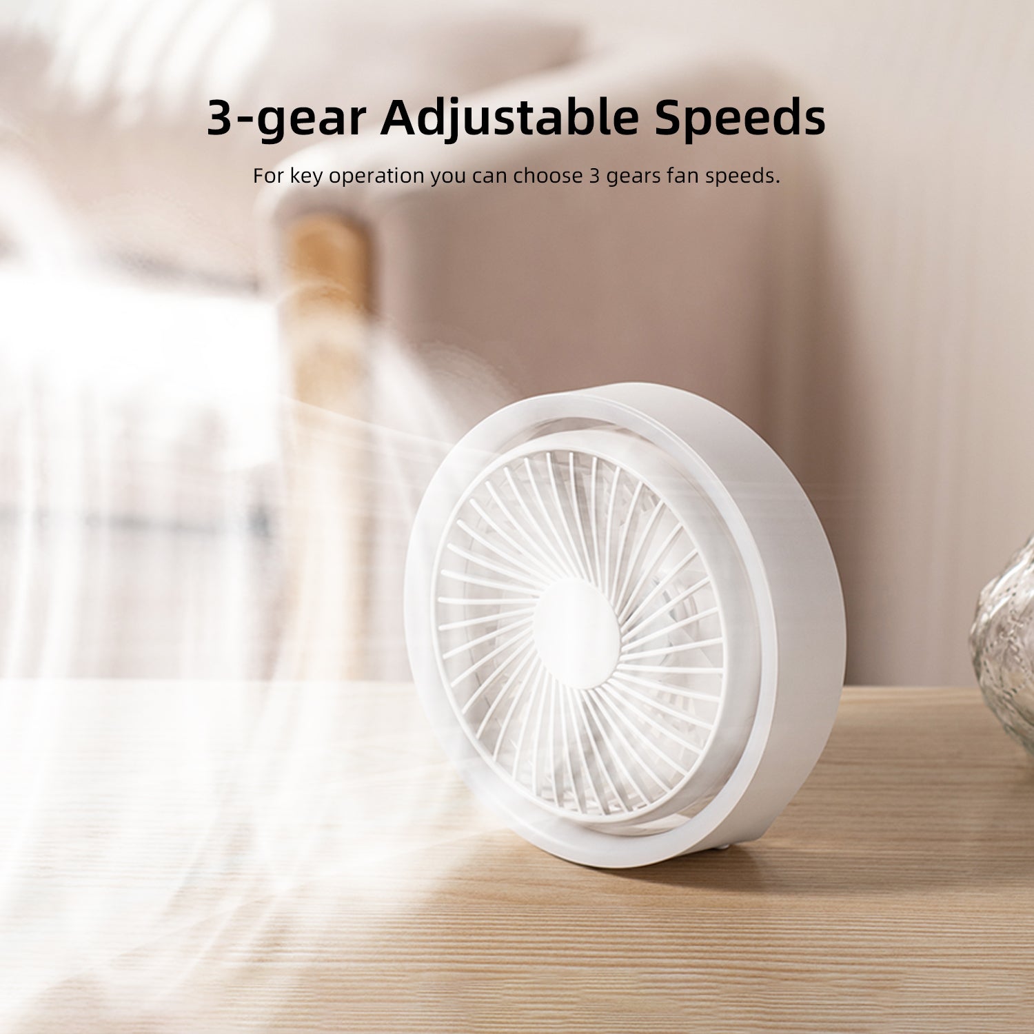 Vyvylabs D04 Mini Portable Desktop Fan with Led Light (White, Pink)