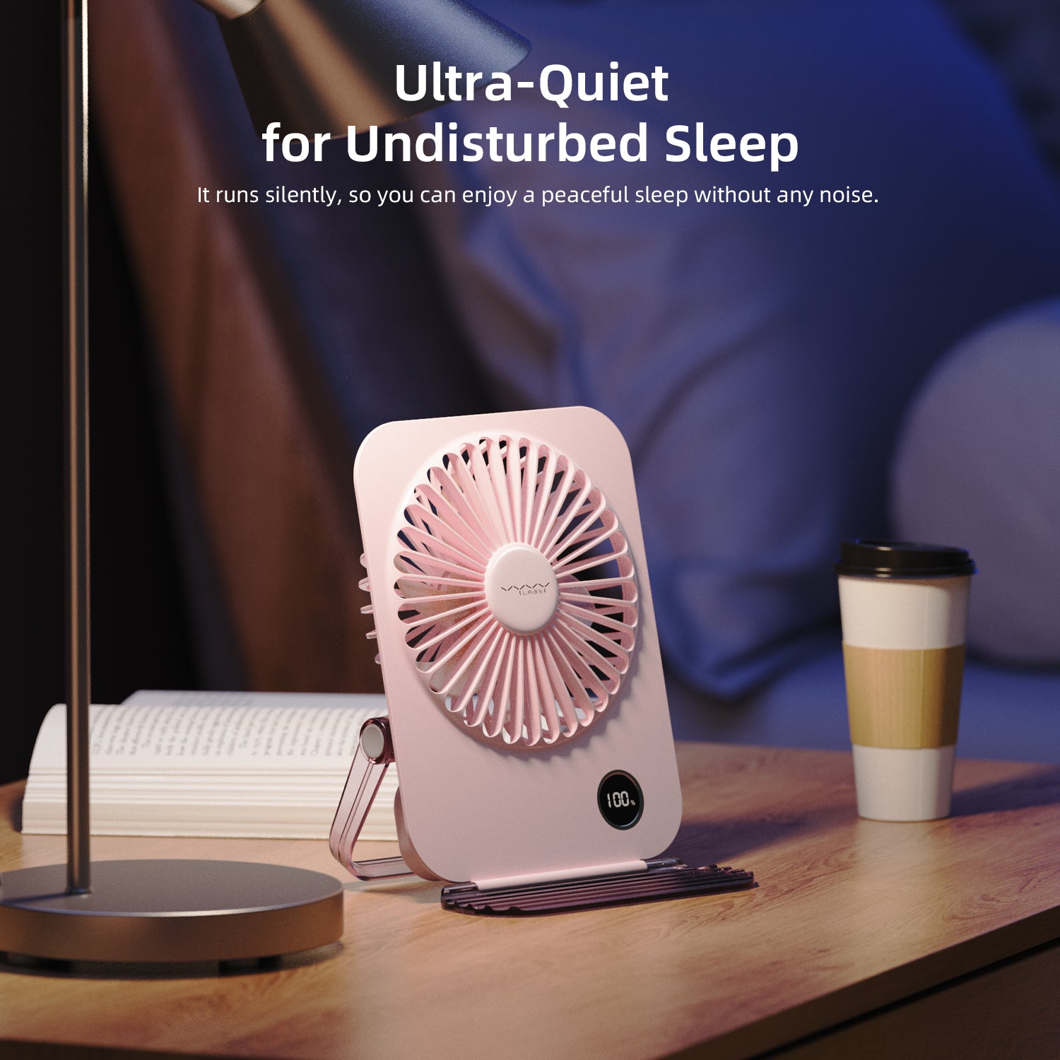 Vyvylabs D11 Mini Foldable Desktop Fan (White, Pink)