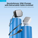 Vyvylabs Swiftshine GaN Fast Charger 30W C with Retractable C Cable