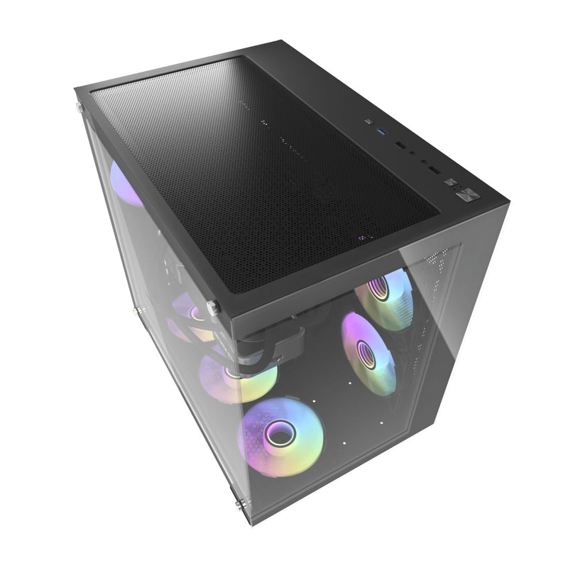 DarkFlash C285P V2 Tempered Glass Side Panel Dual Chamber Luxury ATX PC Case