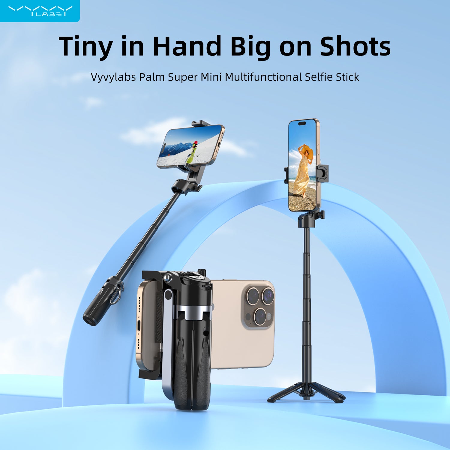 Vyvylabs Palm Super Mini Multifunctional Selfie Stick (Black)