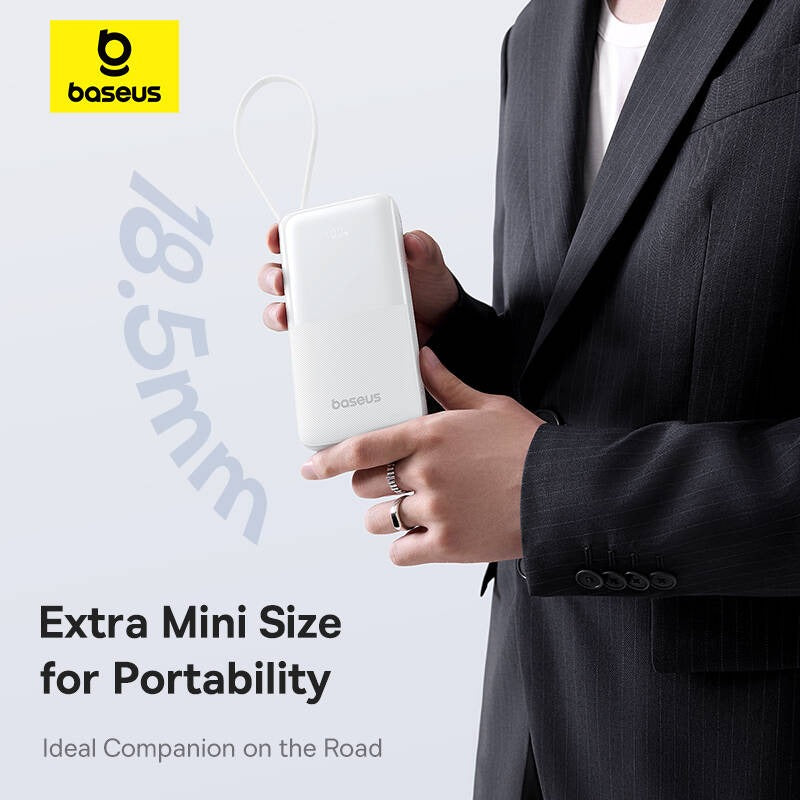 Baseus Bipow 2 Power Bank 10000mAh 20W with USB-C Cable (Cluster Black, Moon White)