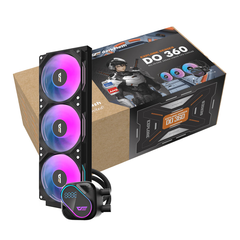 Dark Flash Rc360 DarkFlash Explore DO 360 AIO 360mm Liquid CPU Cooler with Digital ...