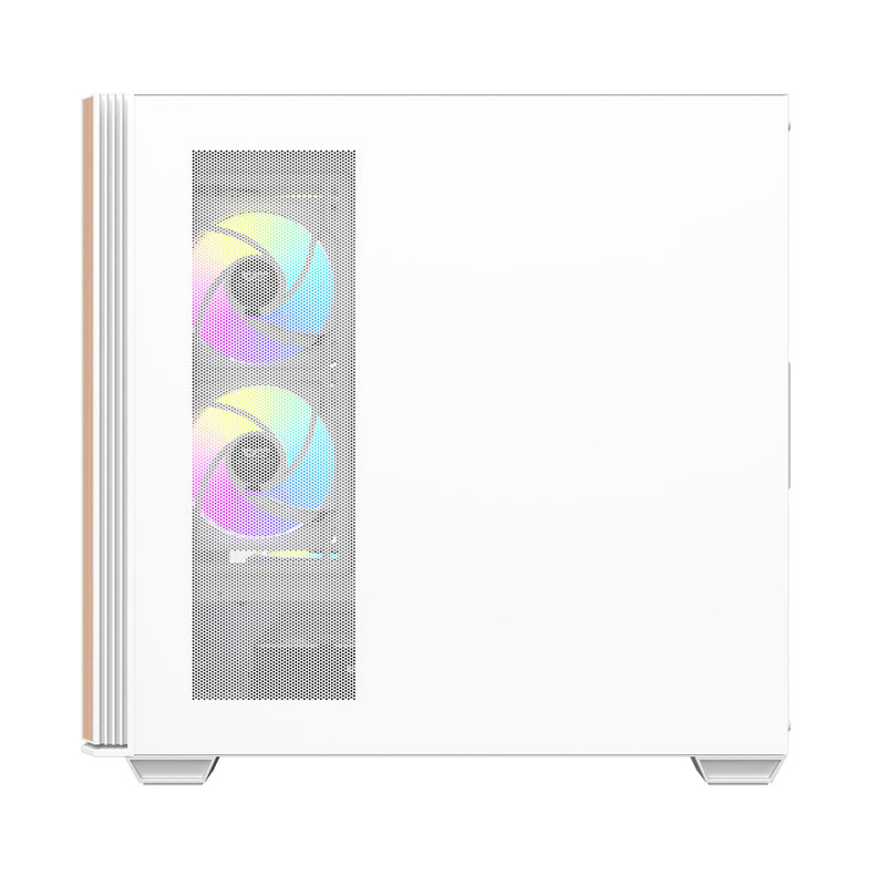 DarkFlash DS900WS Luxury ATX Front Wood Style Panoramic Side Glass Panel PC Case (Black, White)