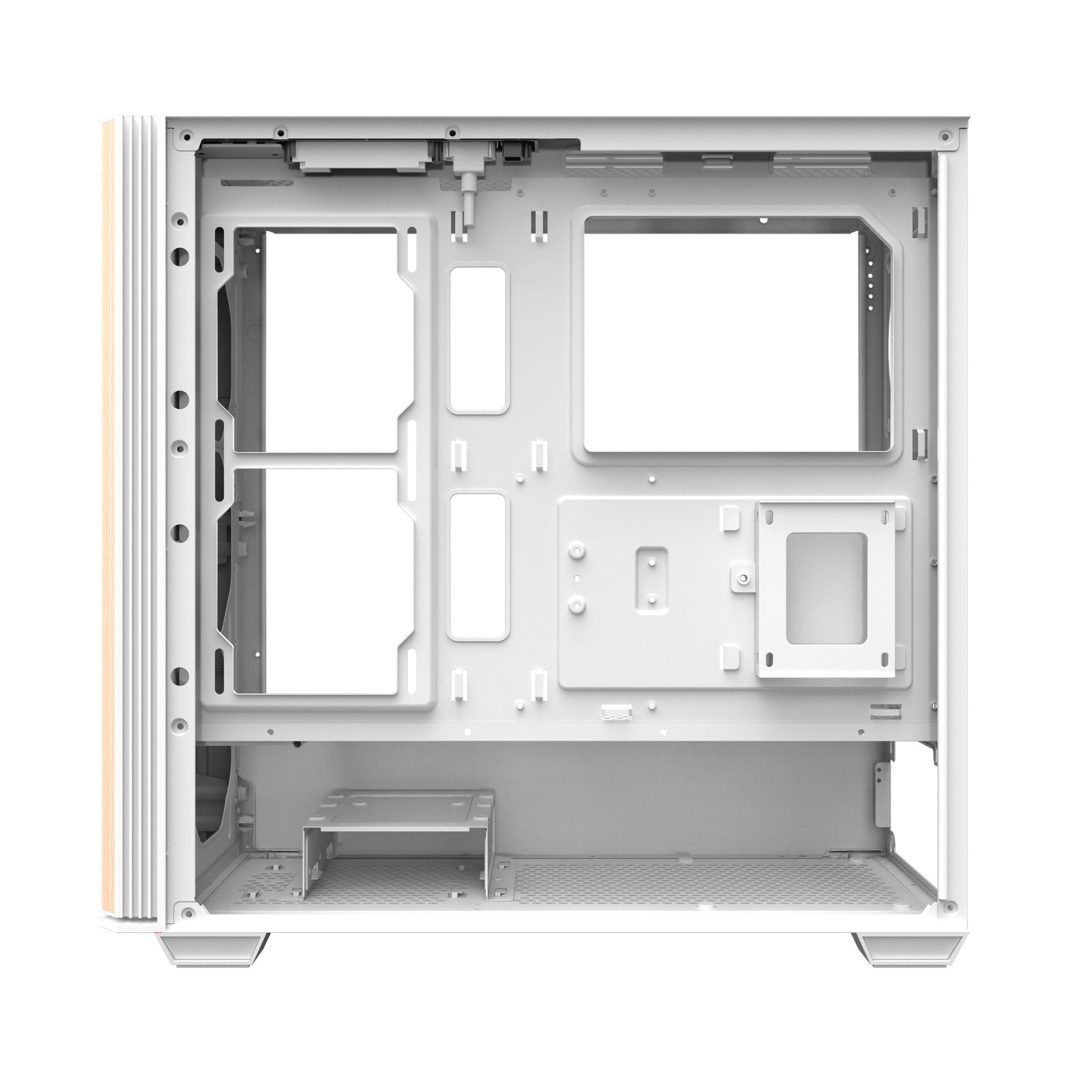 DarkFlash DS900WS Luxury ATX Front Wood Style Panoramic Side Glass Panel PC Case (Black, White)