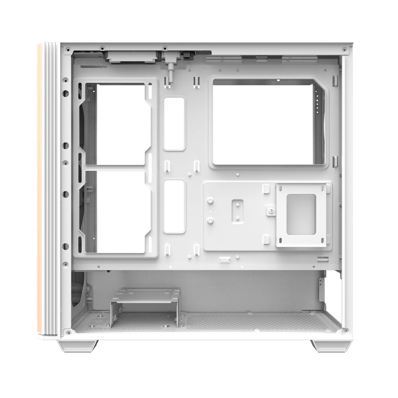 DarkFlash DS900WS Luxury ATX Front Wood Style Panoramic Side Glass Panel PC Case (Black, White)