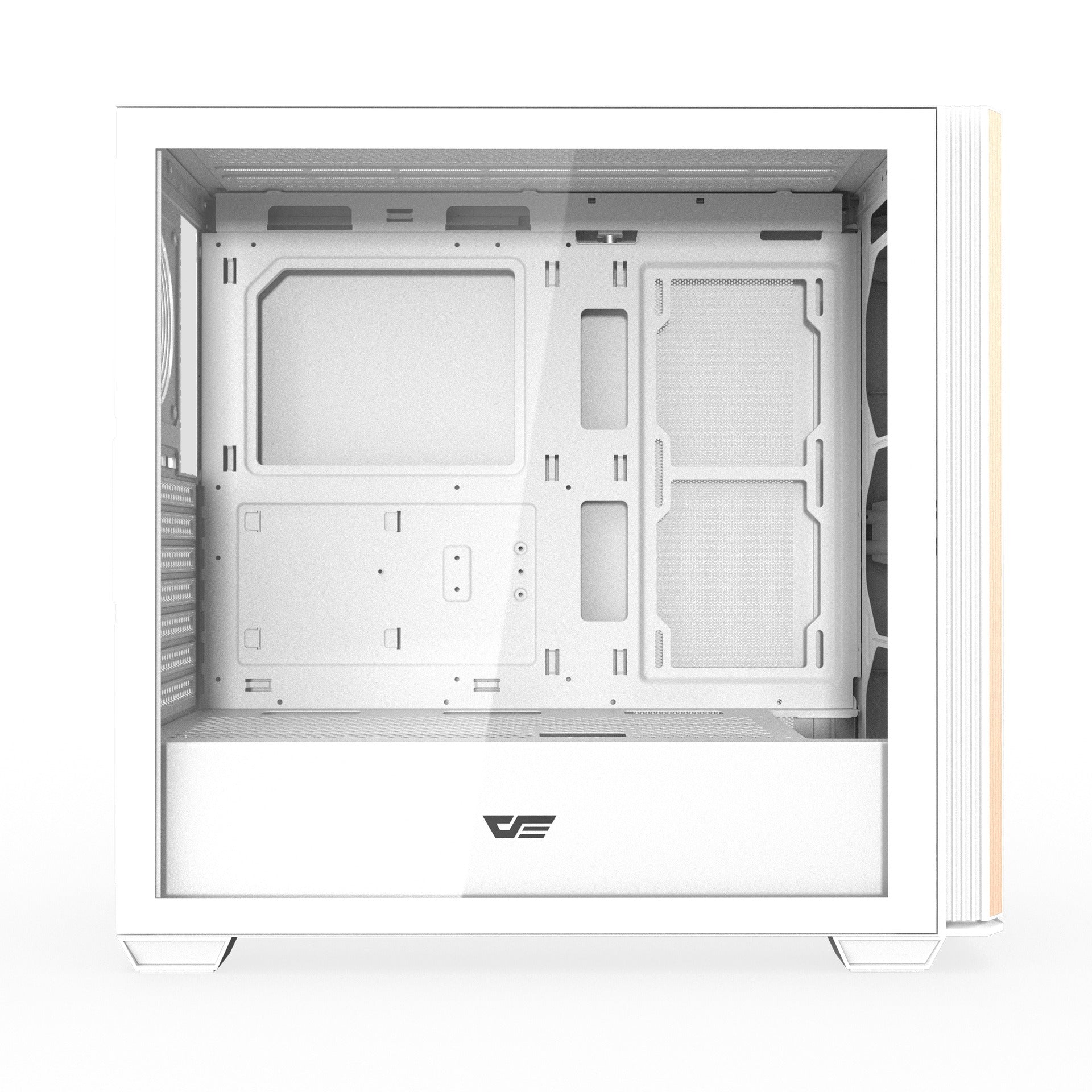 DarkFlash DS900WS Luxury ATX Front Wood Style Panoramic Side Glass Panel PC Case (Black, White)