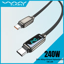Vyvylabs ThunderBird Smart Charge 240W Display Cable Type-C to Type-C (1M, 2M) (Black) (VCLNCC1-BK-PP, VCLNCC2-BK-PP)