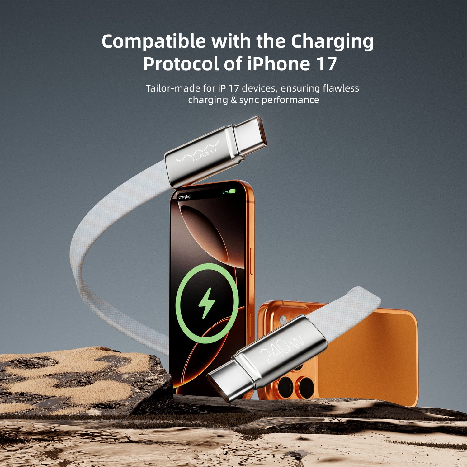 Vyvylabs VeloThread Series Fast Charging Data Cable Type-C to Type-C 240W