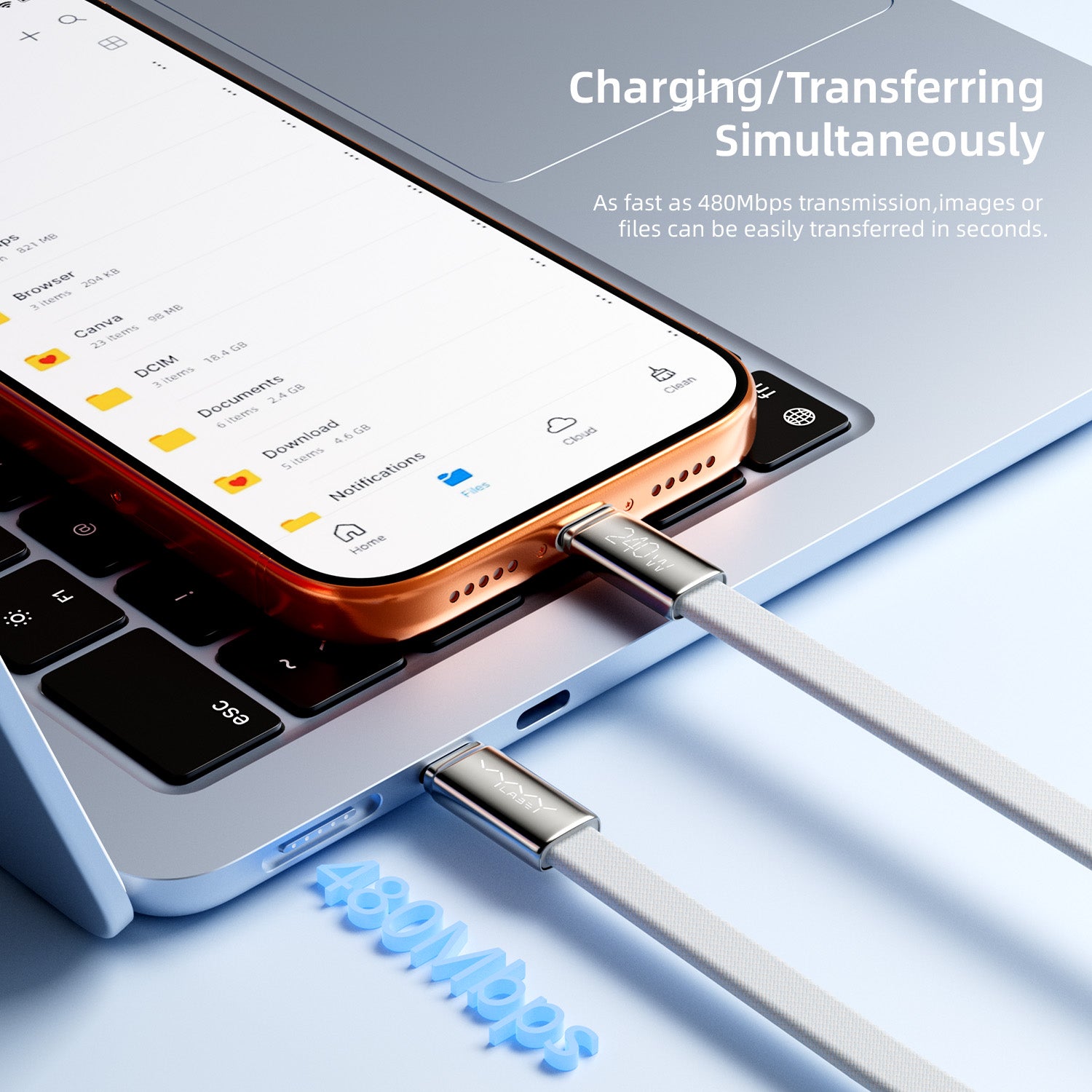 Vyvylabs VeloThread Series Fast Charging Data Cable Type-C to Type-C 240W