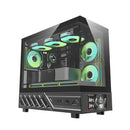 DarkFlash DS950MV M-ATX Glass PC Case with 6" IPS Customizable Display (Black, White)