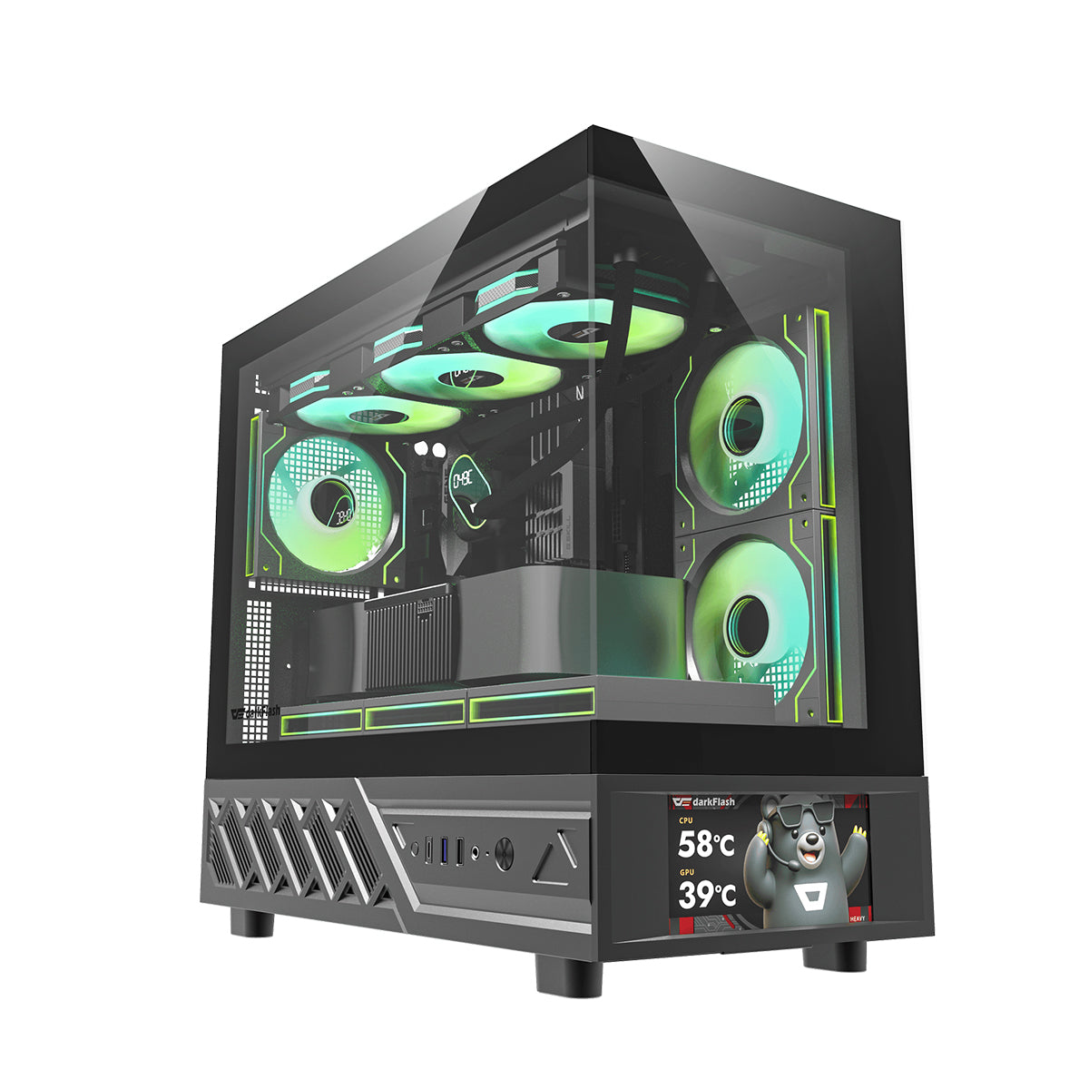 DarkFlash DS950MV M-ATX Glass PC Case with 6" IPS Customizable Display
