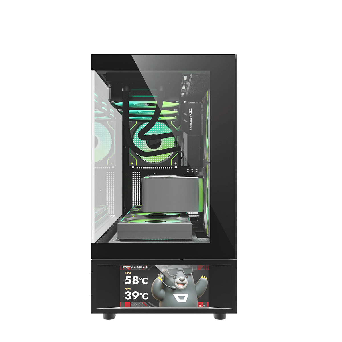 DarkFlash DS950MV M-ATX Glass PC Case with 6" IPS Customizable Display