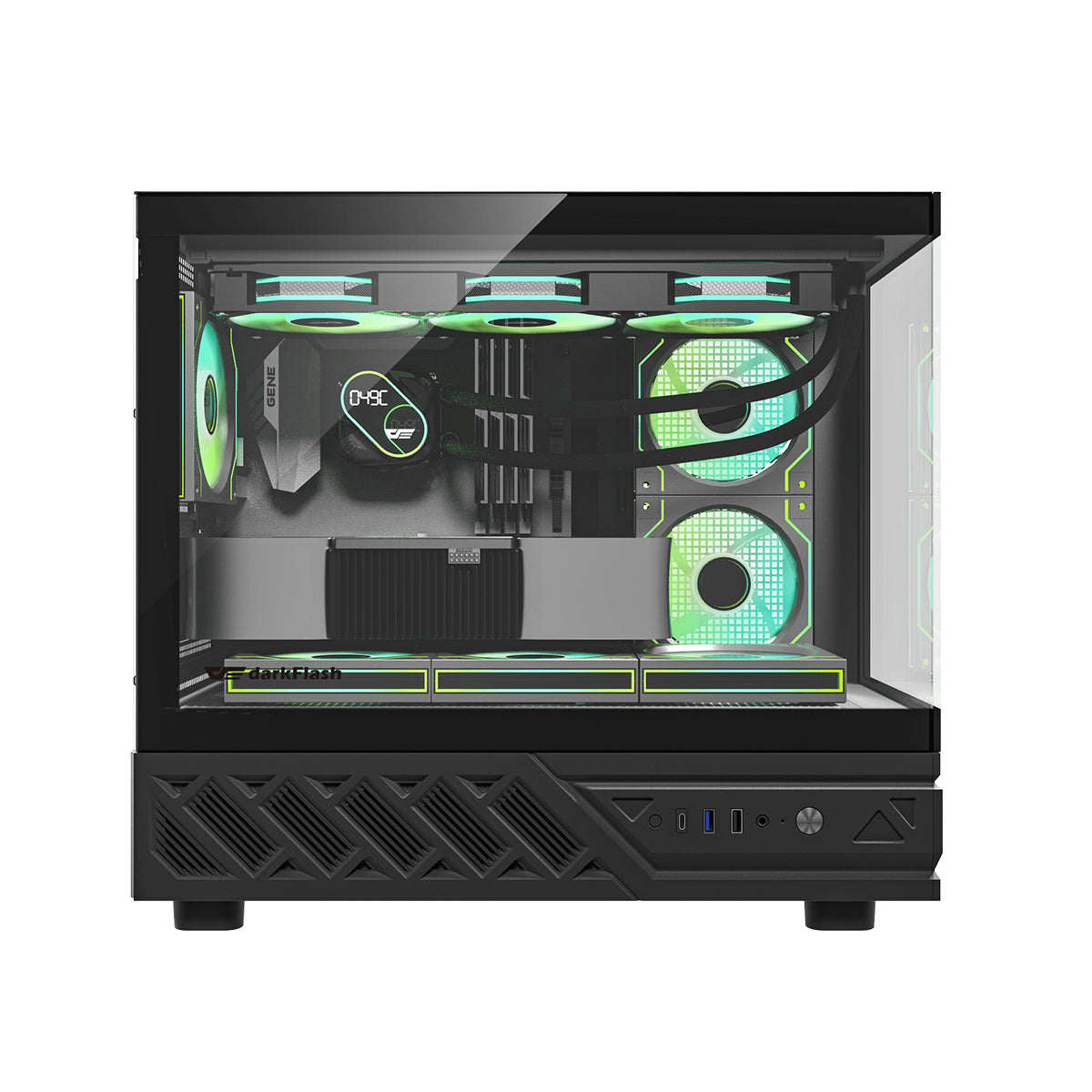 DarkFlash DS950MV M-ATX Glass PC Case with 6" IPS Customizable Display