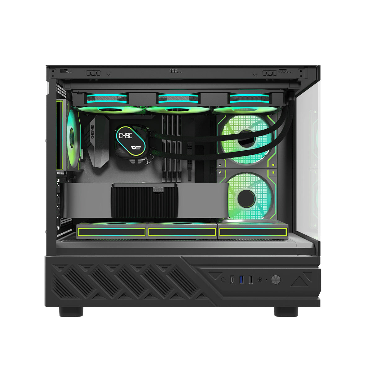 DarkFlash DS950MV M-ATX Glass PC Case with 6" IPS Customizable Display