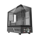 DarkFlash DS950MV M-ATX Glass PC Case with 6" IPS Customizable Display (Black, White)