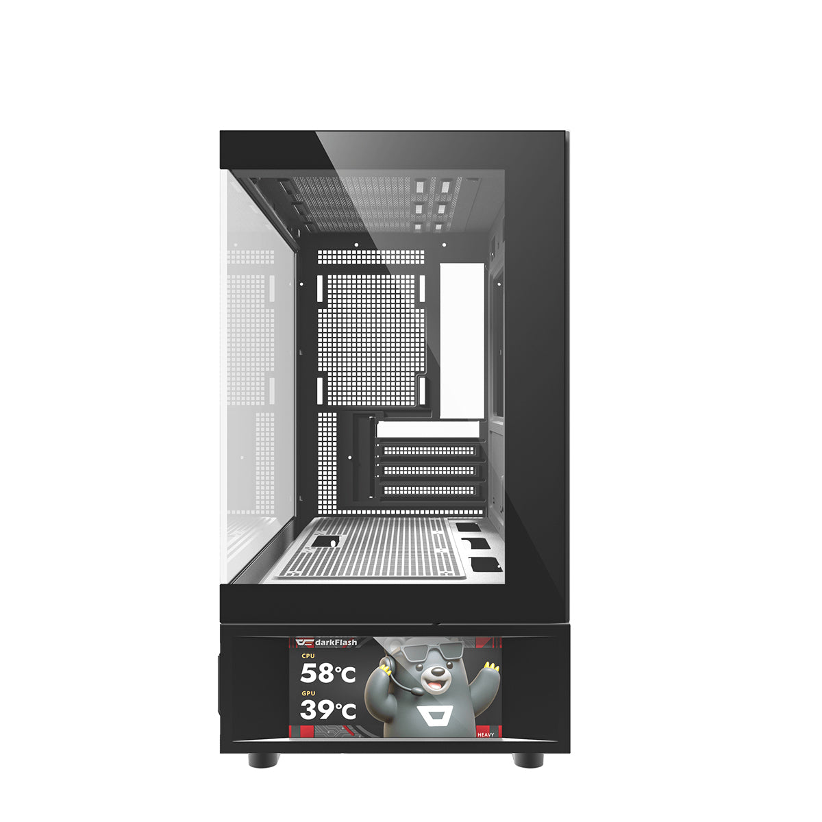 DarkFlash DS950MV M-ATX Glass PC Case with 6" IPS Customizable Display