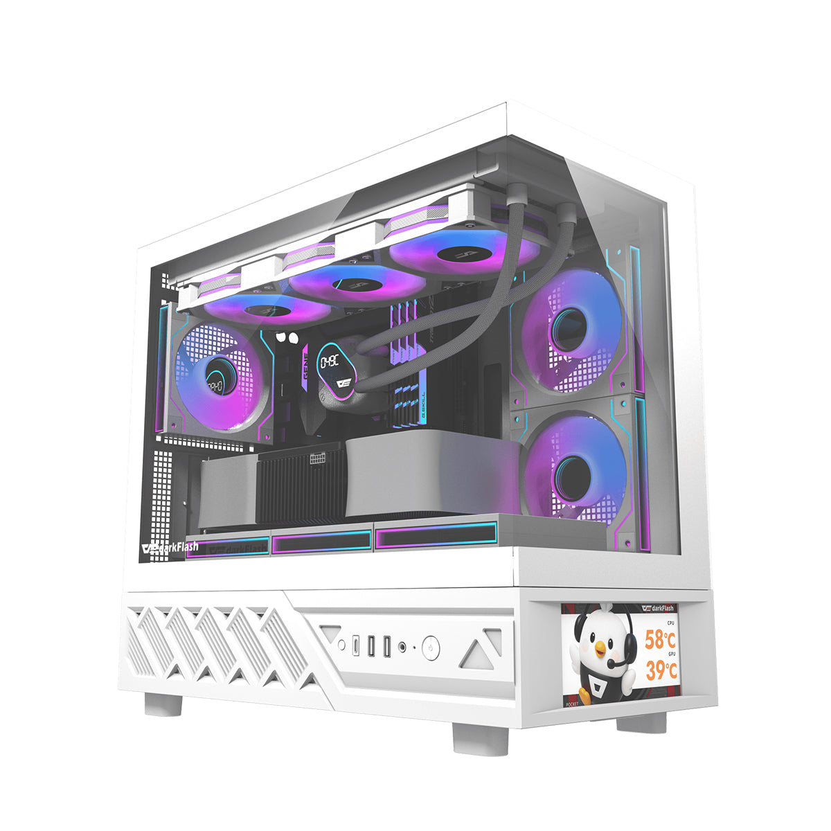 DarkFlash DS950MV M-ATX Glass PC Case with 6" IPS Customizable Display