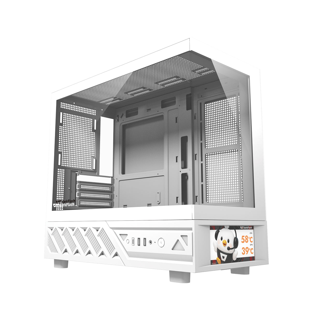 DarkFlash DS950MV M-ATX Glass PC Case with 6" IPS Customizable Display
