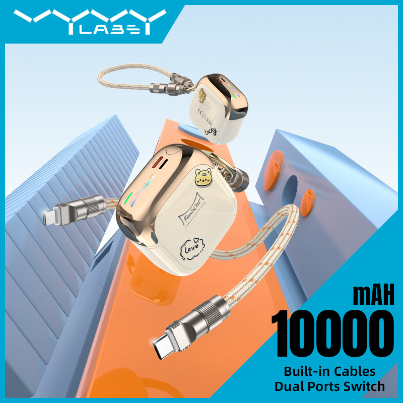 Vyvylabs FlashCat Power Bank 10000mAh 22.5W with Type-C Strap Cable