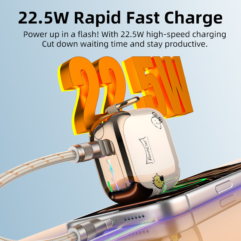 Vyvylabs FlashCat Power Bank 10000mAh 22.5W with Type-C Strap Cable