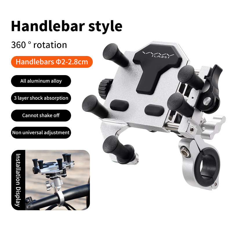 Vyvylabs ZX-H66 Handlebar Anti-Shock 360 Degrees and 180 Degrees Rotating Metal Bracket
