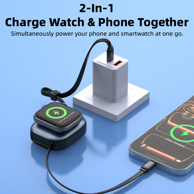 Vyvylabs Mi Square Retractable Cable and Wireless Watch Charger Type-C to Type-C 100W 