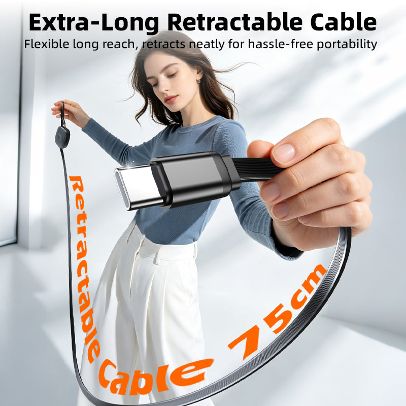 Vyvylabs Mi Square Retractable Cable and Wireless Watch Charger Type-C to Type-C 100W 