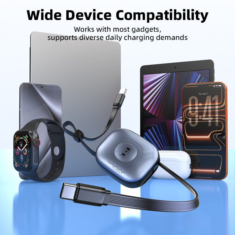 Vyvylabs Mi Square Retractable Cable and Wireless Watch Charger Type-C to Type-C 100W 