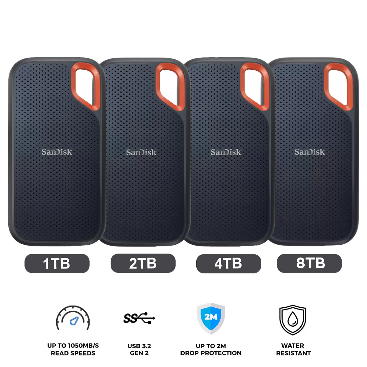 Sandisk Extreme USB-C USB 3.2 Gen 2 UP TO 1050MB/S Portable SSD V2 (Black)