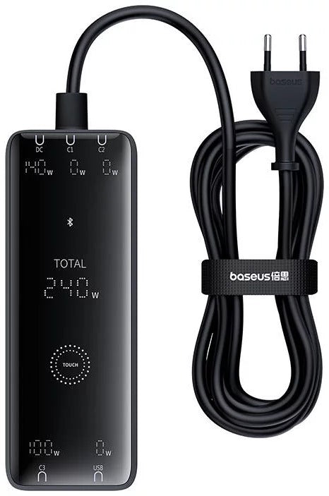 Baseus Digital GaN Intelligent Desktop Fast Charger 3C+U+DC 240W (Cluster Black) (P10163901113-00)
