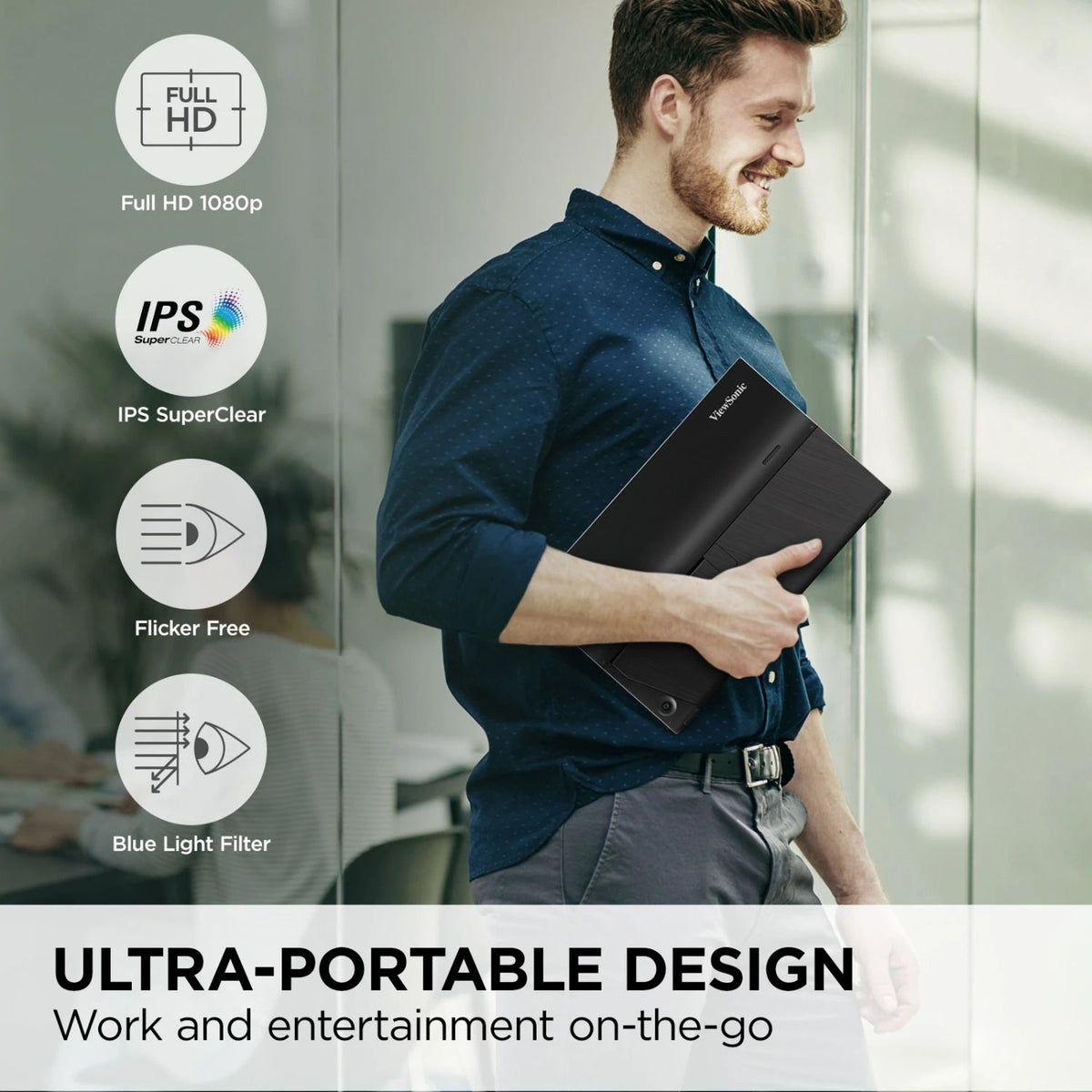 Viewsonic VA1655 15.6" FHD IPS 60Hz Portable Monitor w/ USB-C and Mini HDMI