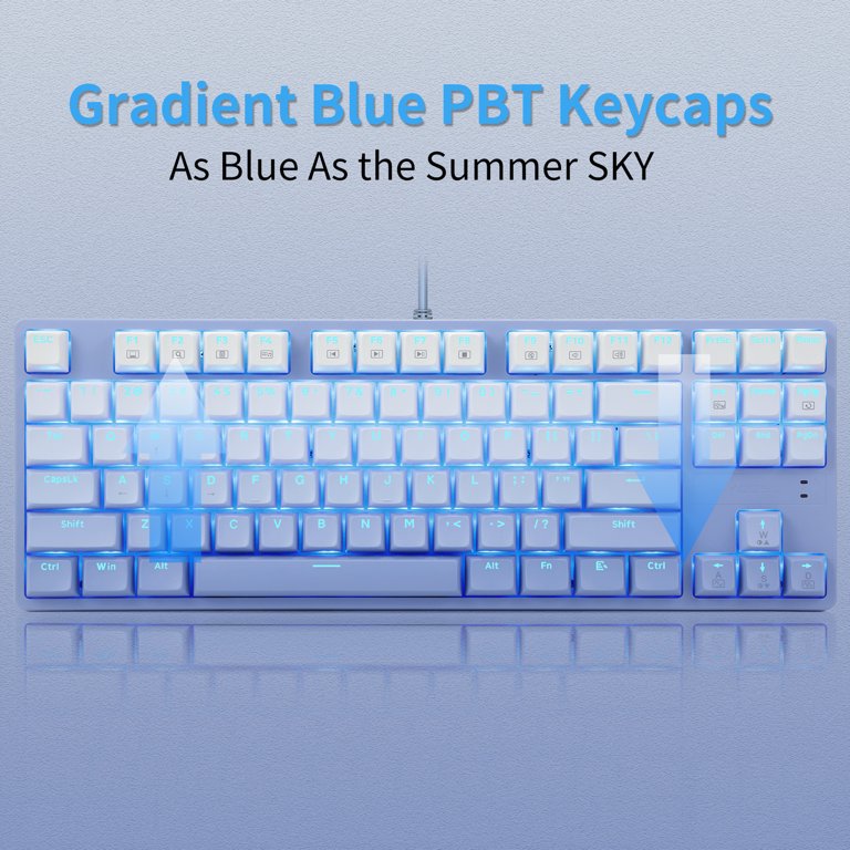 E-Yooso Z-87 Ice Blue Single Light 87 Keys Wired Mechanical Keyboard Blue/White (Gradient Blue)
