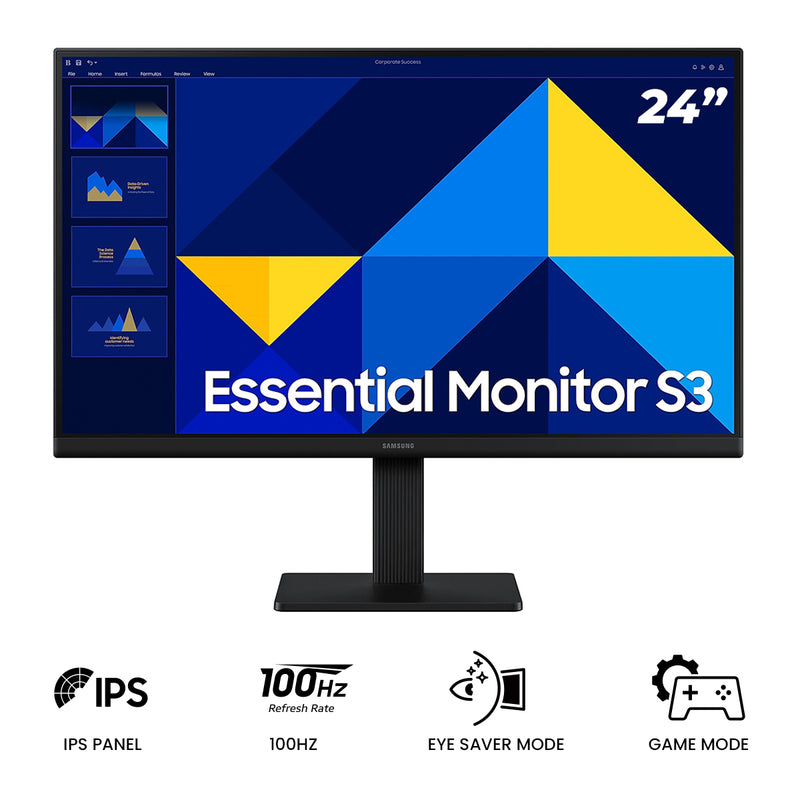 Samsung S3 LS24D300GAEXXP 24" FHD (1920x1080) 100Hz 5ms GTG IPS Essential Monitor