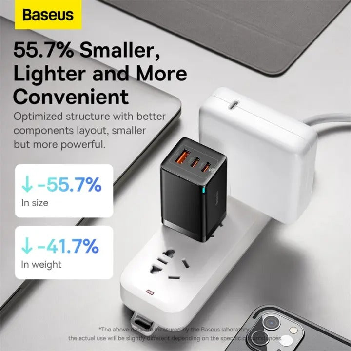 Baseus GaN5 Pro Fast Charger 2C+U 65W US (Black) (CCGP120101)