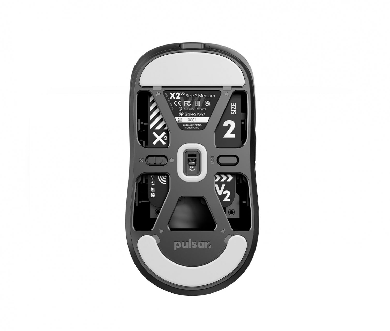 Pulsar X2 V2 Symmetrical Wireless Gaming Mouse Size 2 (Black) (PX2221)