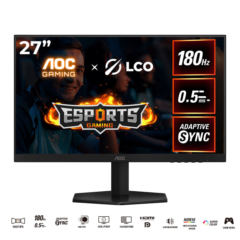 AOC 27G42E/71 27" FHD (1920x1080) 180Hz 0.5ms MPRT / 1ms GtG Adaptive-Sync Fast IPS Gaming Monitor (Black/Red)