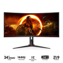 AOC CU34G2X/71 34" WQHD (3440x1440) 144Hz 1ms MPRT Wide View Adaptive Sync Gaming Monitor (Black/Red)