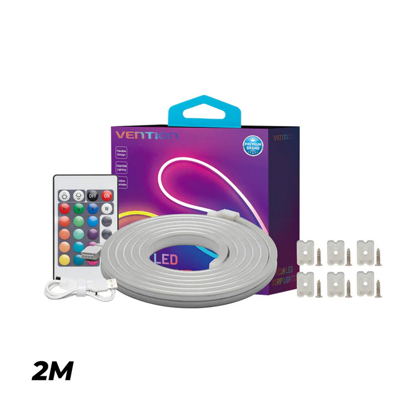 Vention Silicone Neon LED Strip Lights with IR Remote & USB 5V Power Supply - 1M, 2M 