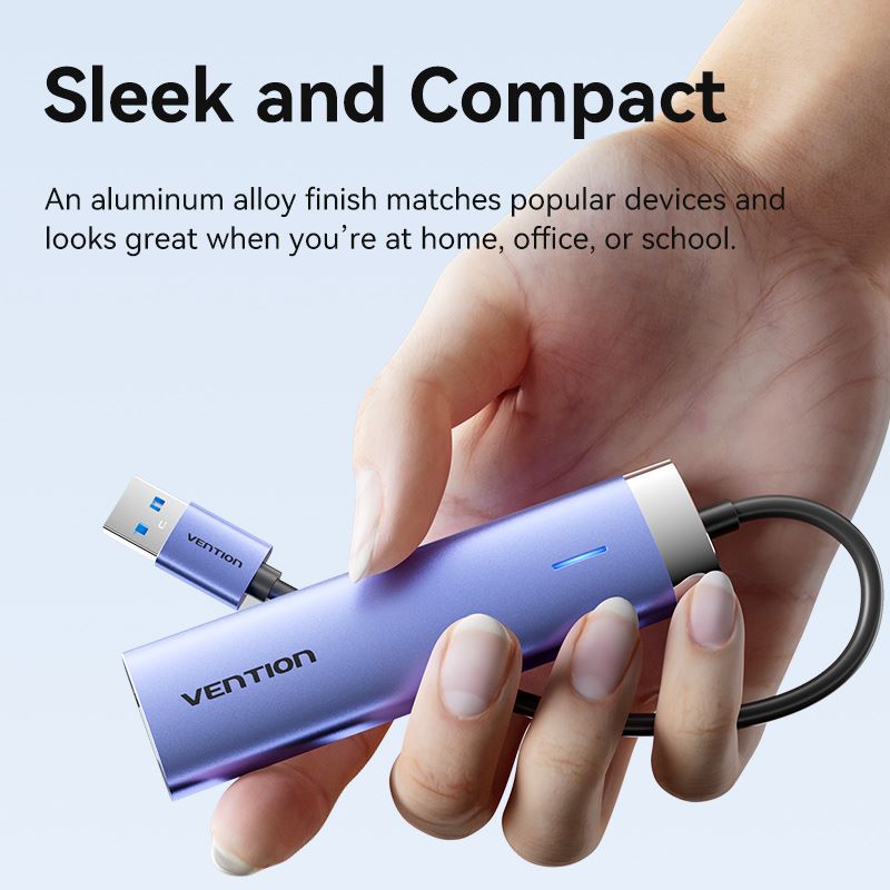 Vention 5-in-1 USB 3.0 Hub - USB-A to USB 3.0 x 3 + RJ45 + USB-C