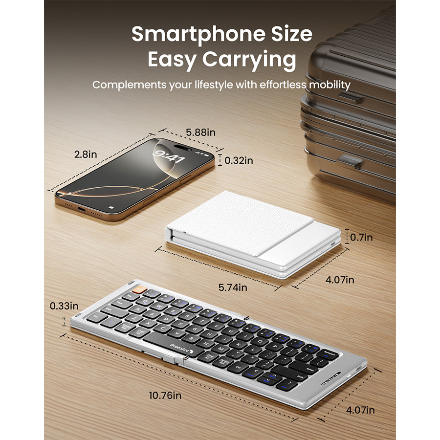 ProtoArc XK04 Foldable Compact Bluetooth Keyboard (Silver) (CP016827)