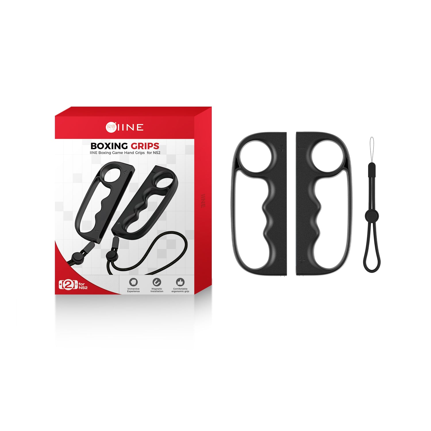 IINE Boxing Game Hand Grips for Nintendo Switch 2 (Black) (L1247)