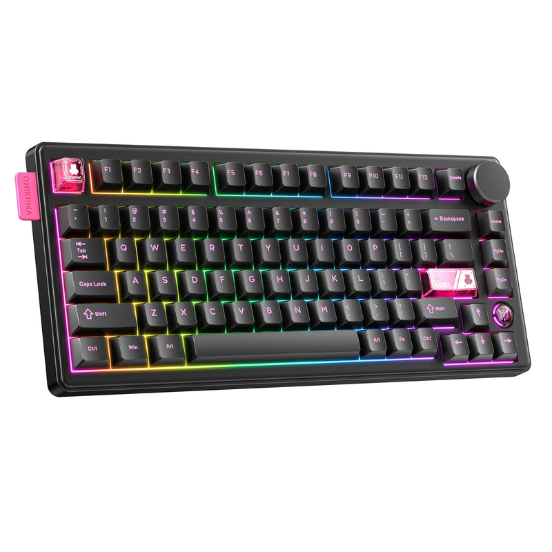 Onikuma MT706 Tri-Mode RGB 81 Keys Mechanical Keyboard with Knob (Black)