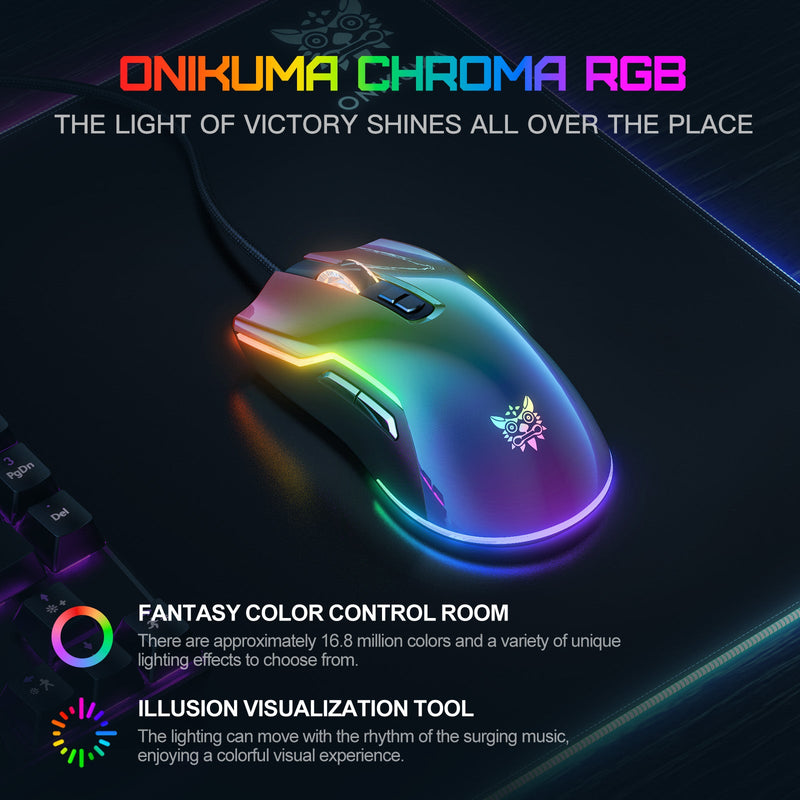 Onikuma CW922 RGB Wired eSports Gaming Mouse (Black)