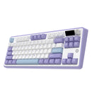 Ajazz AK870 RGB Tri-Mode 87-Keys TKL Gasket-mounted Hot Swappable Mechanical Keyboard with 1.14" TFT Display Screen & Knob (Purple/White/Blue) (Hyacinth Switch)