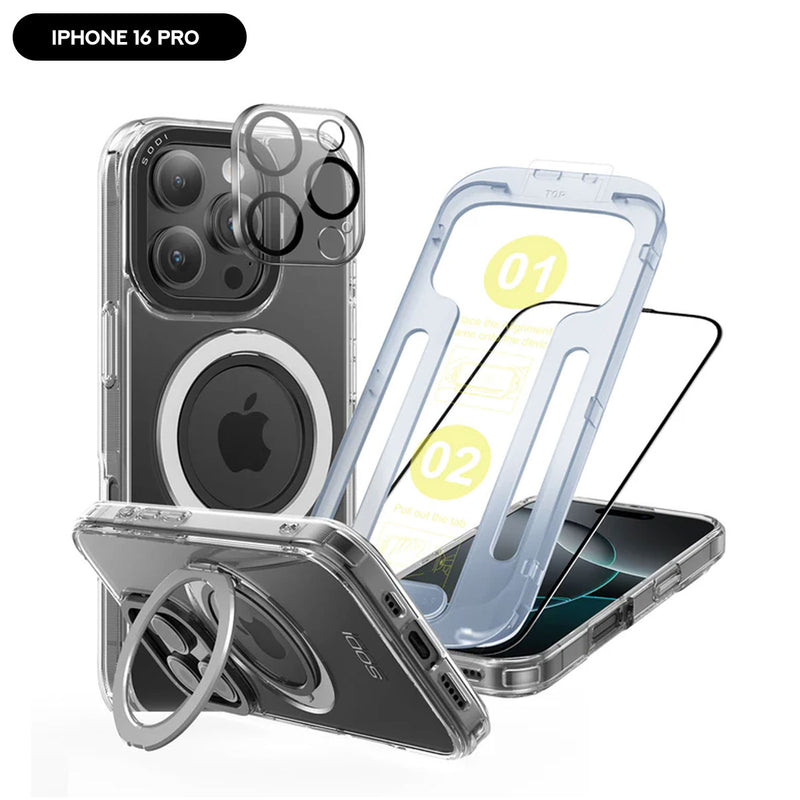 SODI CS02 Magnetic Ring Case w/ 2x HD Screen Protector and 1x Camera Protector Bundle for iPhone 16