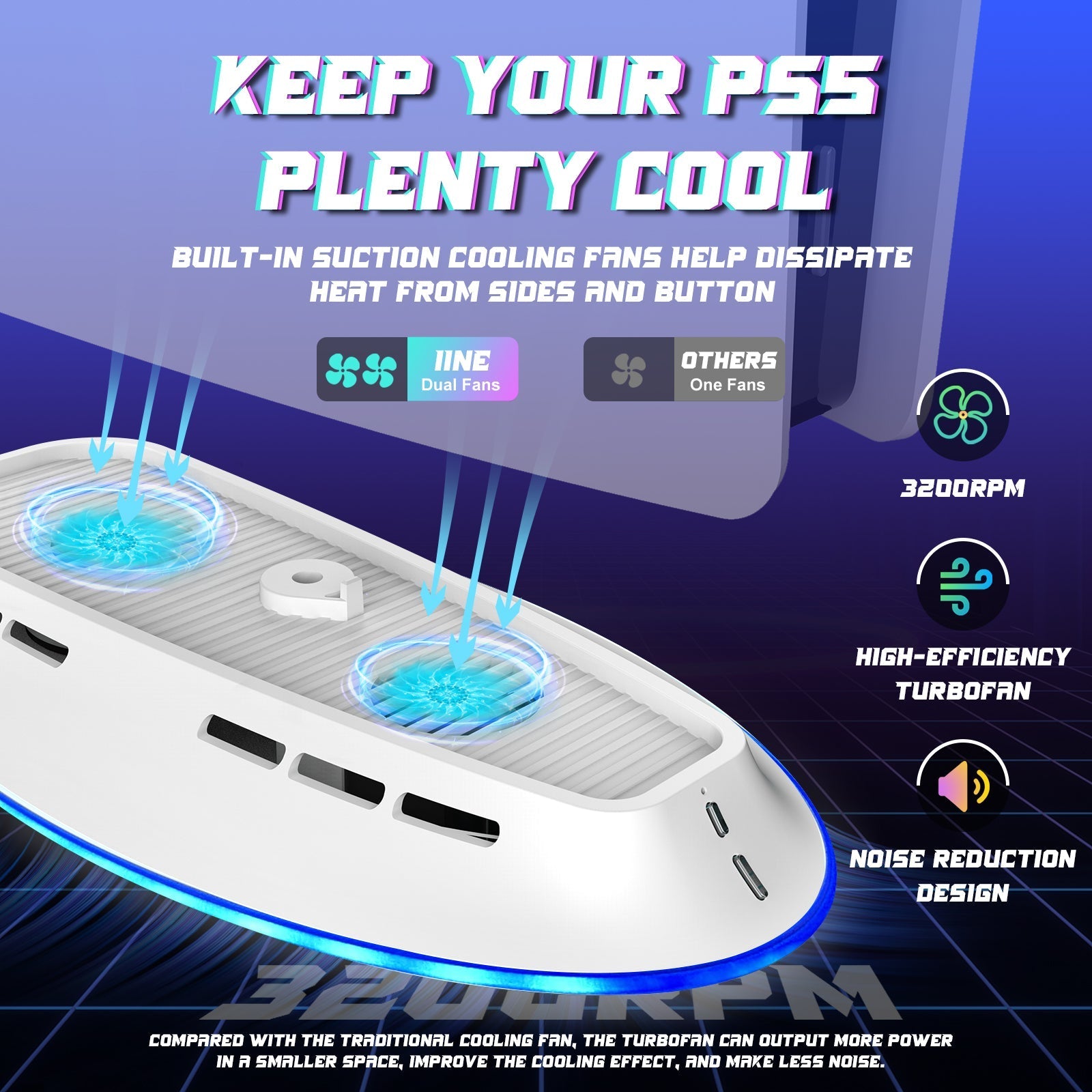 IINE Cooling Fan Light Dock Set For PS5 (L734)