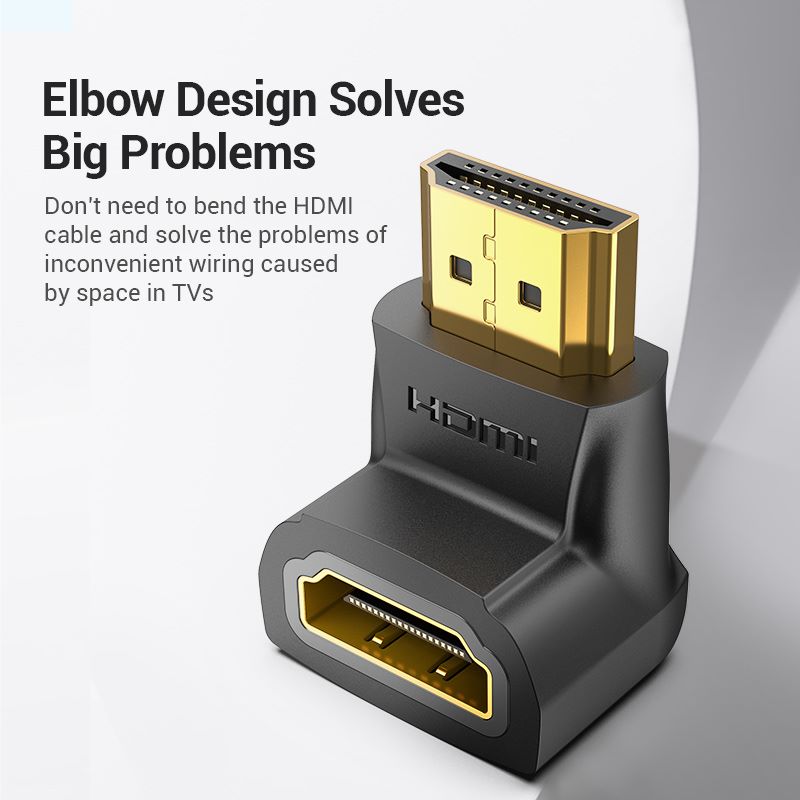Vention HDMI 90 Degree Male to Female Adapter (Black) (AIOB0)